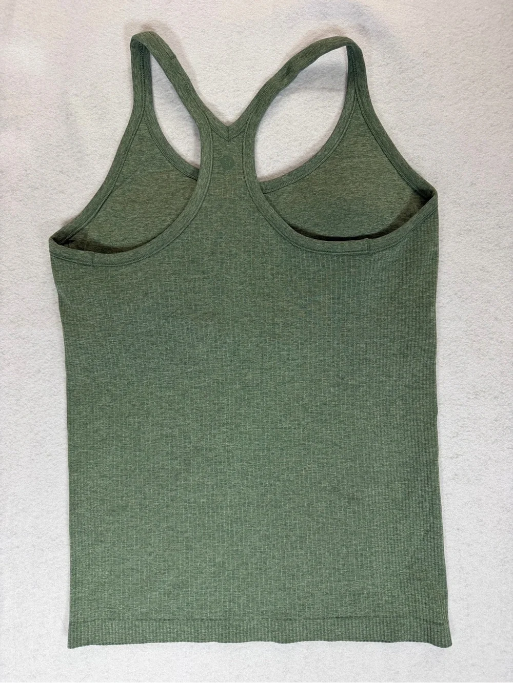 Lululemon Ebb to Street Tank Heathered Fuel Green Sage Olive Ribbed Size 10 / L